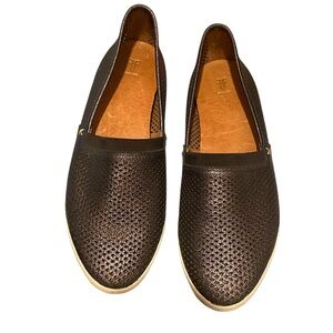 Women’s Perforated Leather Slip-On Sneakers | Size 8.5M Pewter